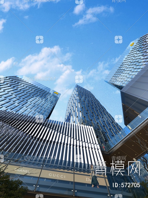 城市商业综合体高层办公楼SU模型下载【ID:572705】