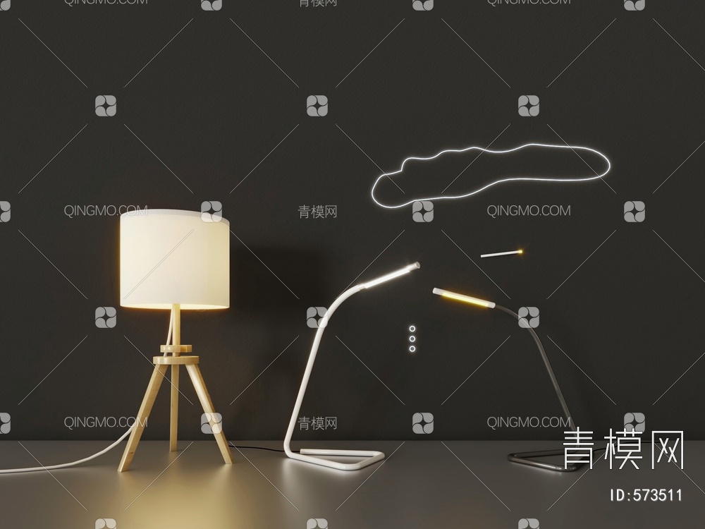 木纹金属台灯3D模型下载【ID:573511】