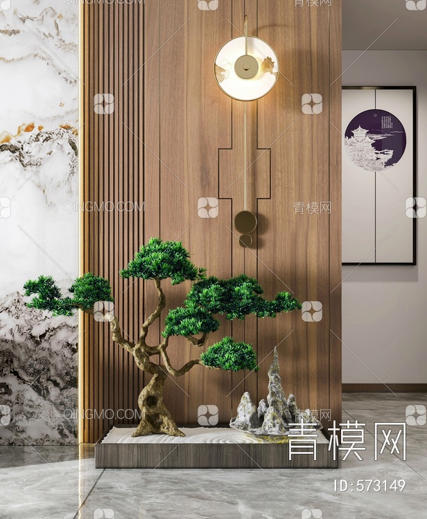 盆栽盆景 壁灯3D模型下载【ID:573149】