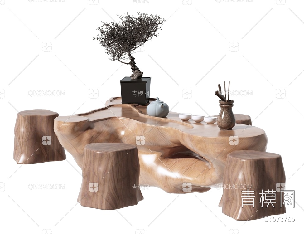 茶桌椅3D模型下载【ID:573766】