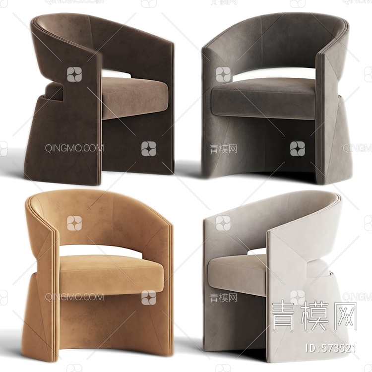 休闲椅 单椅 绒布椅子3D模型下载【ID:573521】