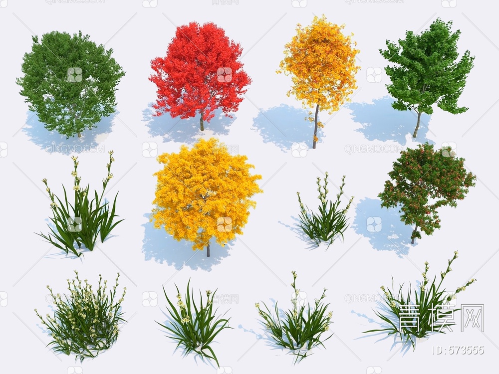树木 灌木 花草 风景植物 夏季树 秋季树 松散 小树3D模型下载【ID:573555】