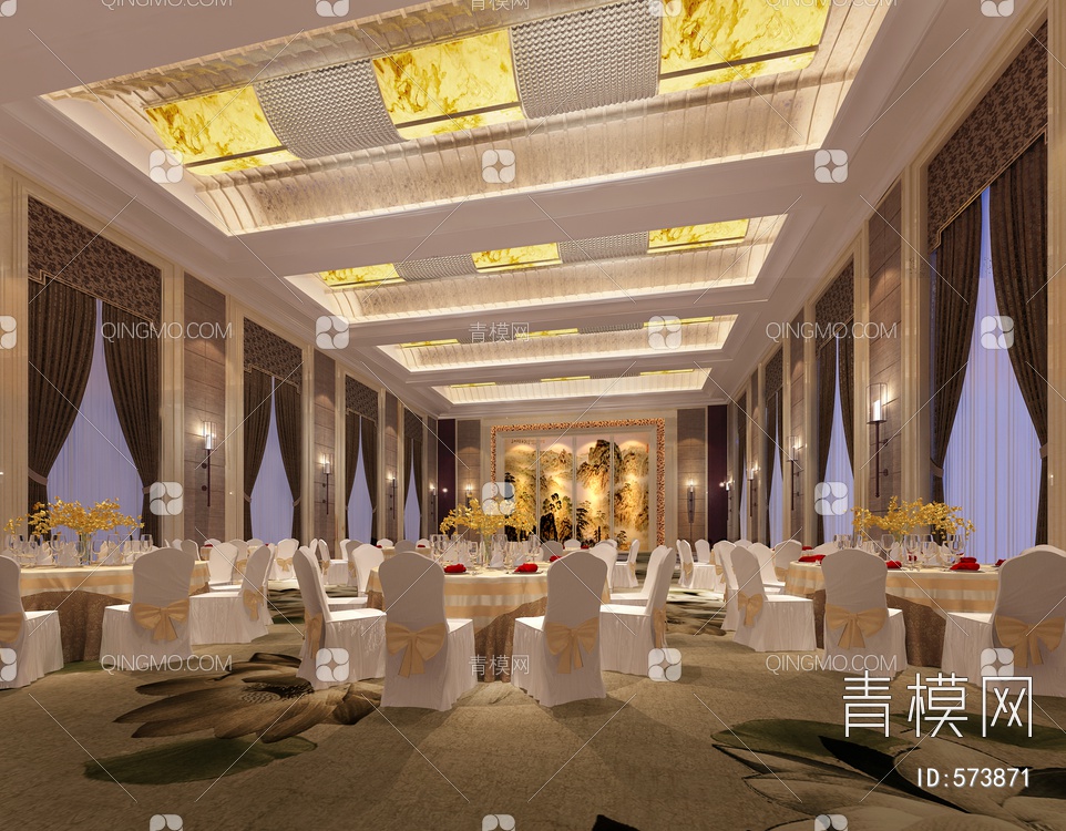 酒店宴会厅3D模型下载【ID:573871】