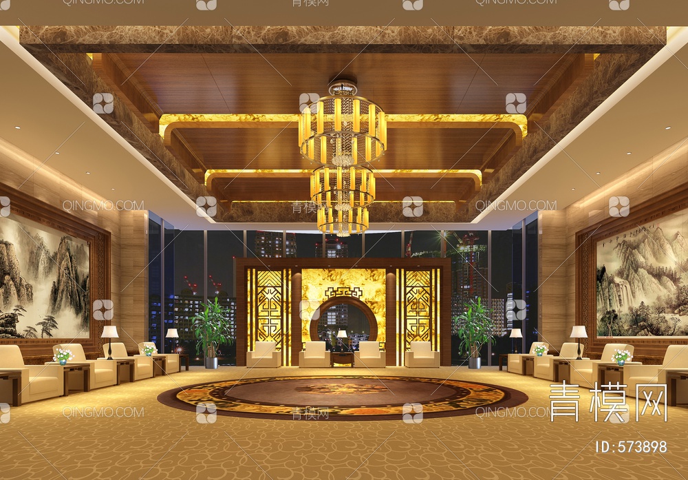 酒店宴会厅3D模型下载【ID:573898】