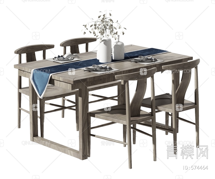 餐桌椅组合3D模型下载【ID:574464】