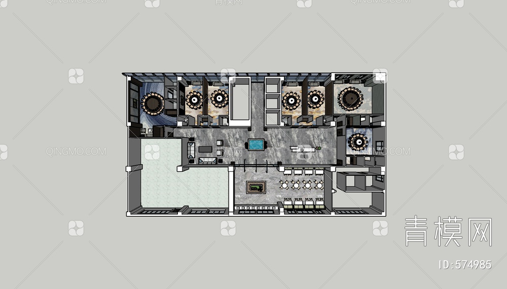 包间，宴会厅SU模型下载【ID:574985】