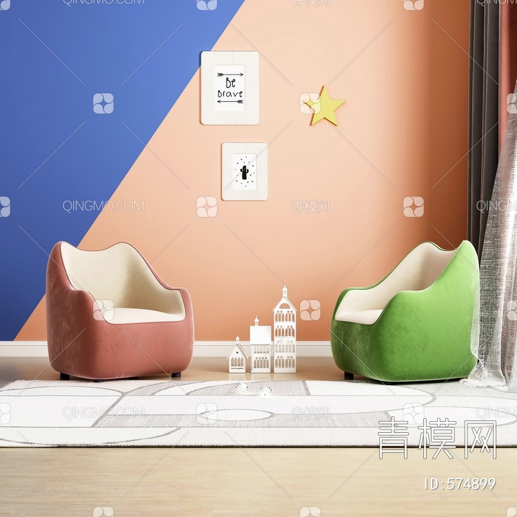 单人沙发3D模型下载【ID:574899】