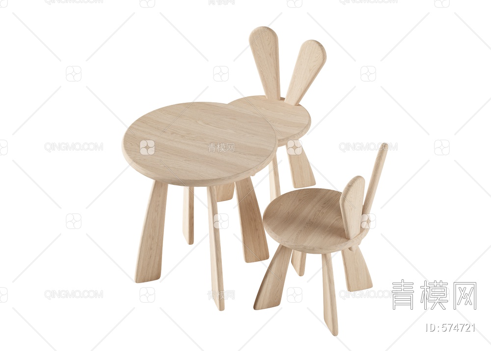 儿童桌椅组合3D模型下载【ID:574721】