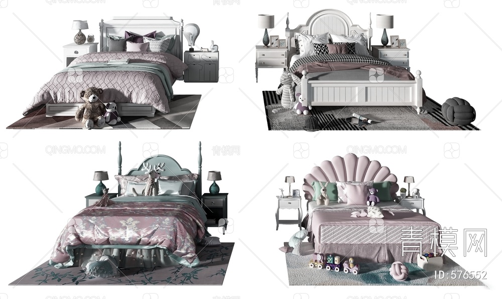 儿童床组合3D模型下载【ID:576552】