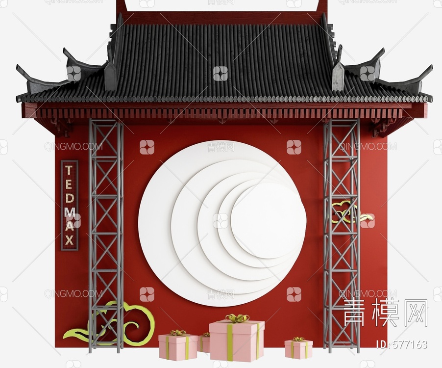 门头构件 屋檐 屋顶 饰品摆件 礼物盒3D模型下载【ID:577163】