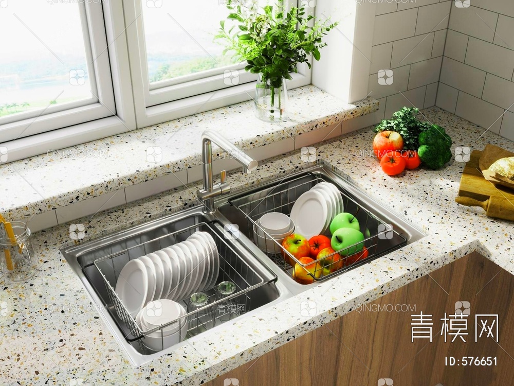 厨房 水槽 蔬菜 水果3D模型下载【ID:576651】