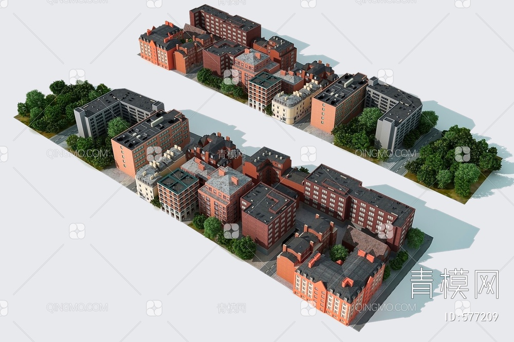 住宅鸟瞰规划3D模型下载【ID:577209】