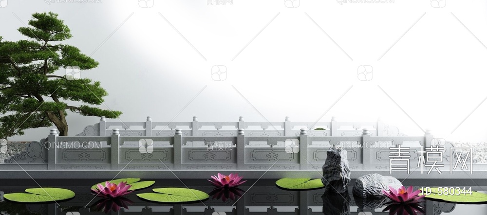 庭院小桥流水景观3D模型下载【ID:580344】