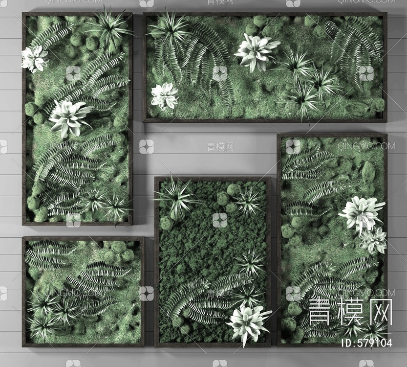 植物墙绿植装饰组合3D模型下载【ID:579104】