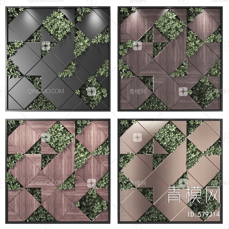 植物造型墙组合3D模型下载【ID:579314】