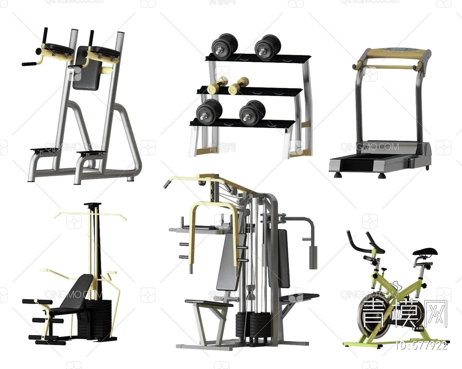 健身房器材器械3D模型下载【ID:577922】