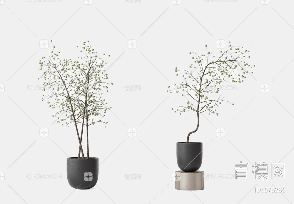 盆栽盆景植物组合3D模型下载【ID:578286】