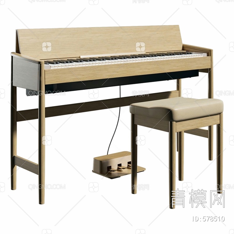 实木钢琴3D模型下载【ID:578510】