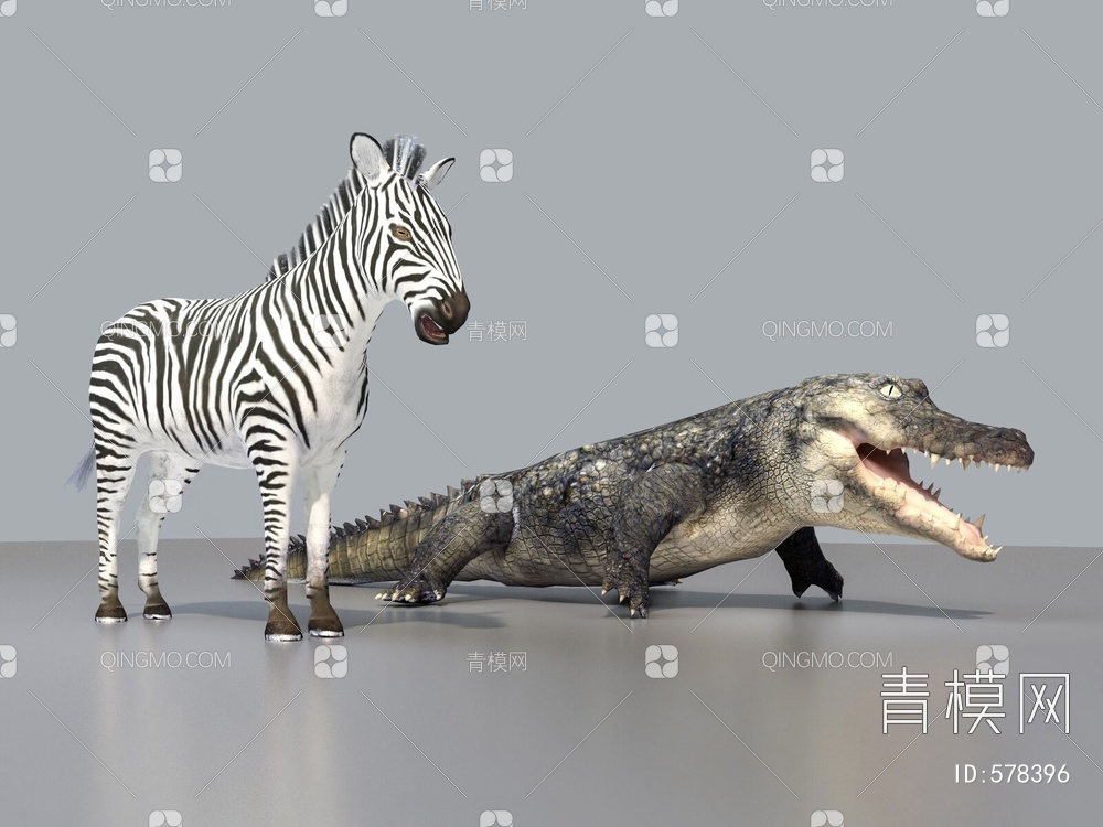 斑马鳄鱼3D模型下载【ID:578396】