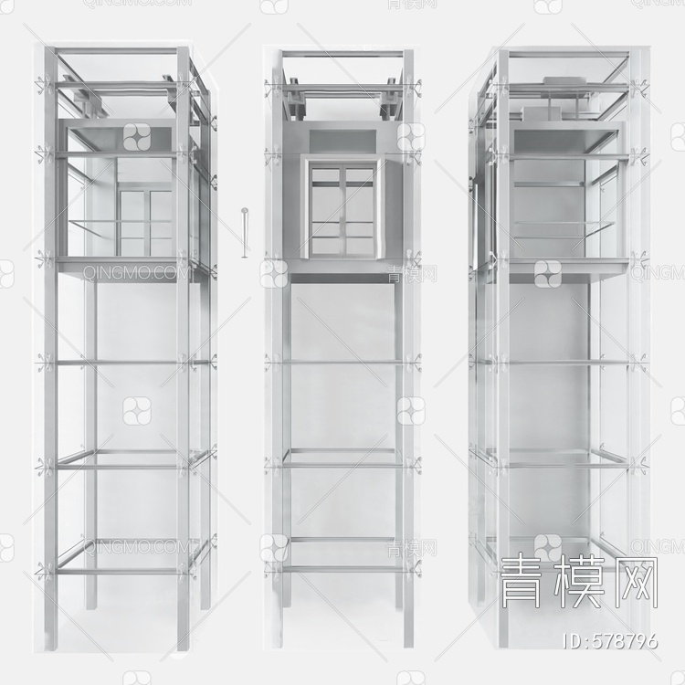 商场观光电梯升降电梯3D模型下载【ID:578796】