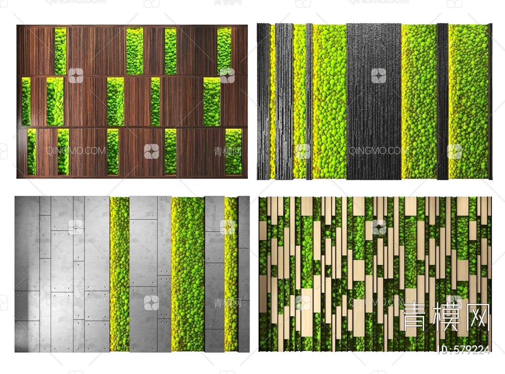 植物背景墙组合3D模型下载【ID:579224】