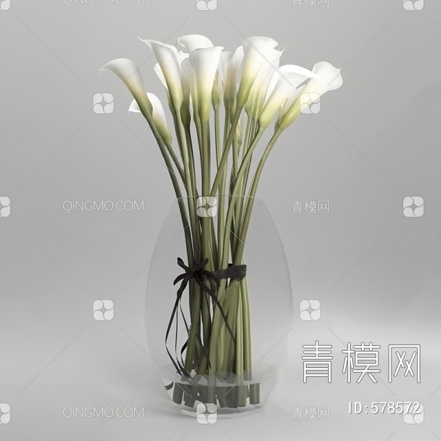 玻璃花瓶花艺3D模型下载【ID:578572】