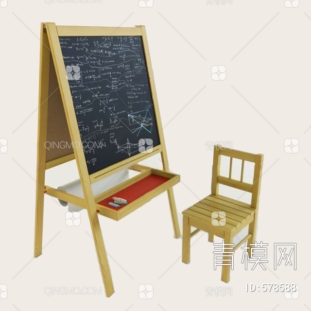 黑板 椅子3D模型下载【ID:578588】