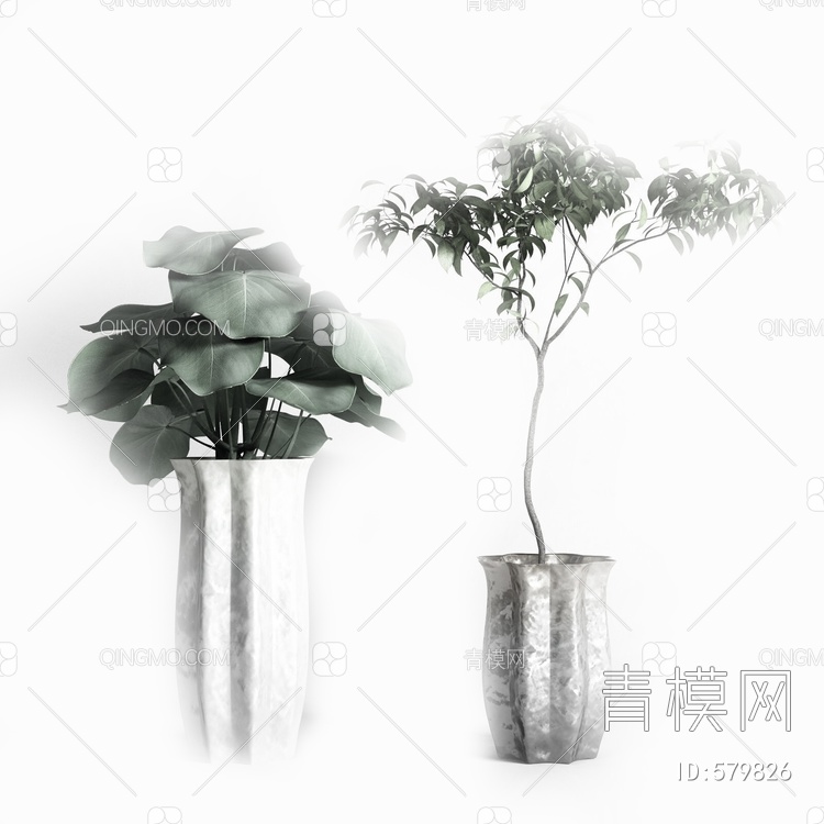 盆栽盆景植物组合3D模型下载【ID:579826】