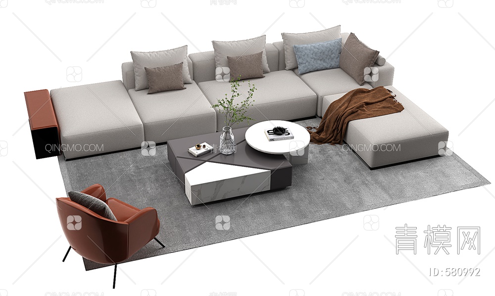 沙发组合3D模型下载【ID:580992】