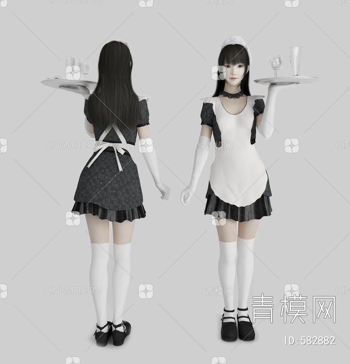 女仆服务员人物3D模型下载【ID:582882】