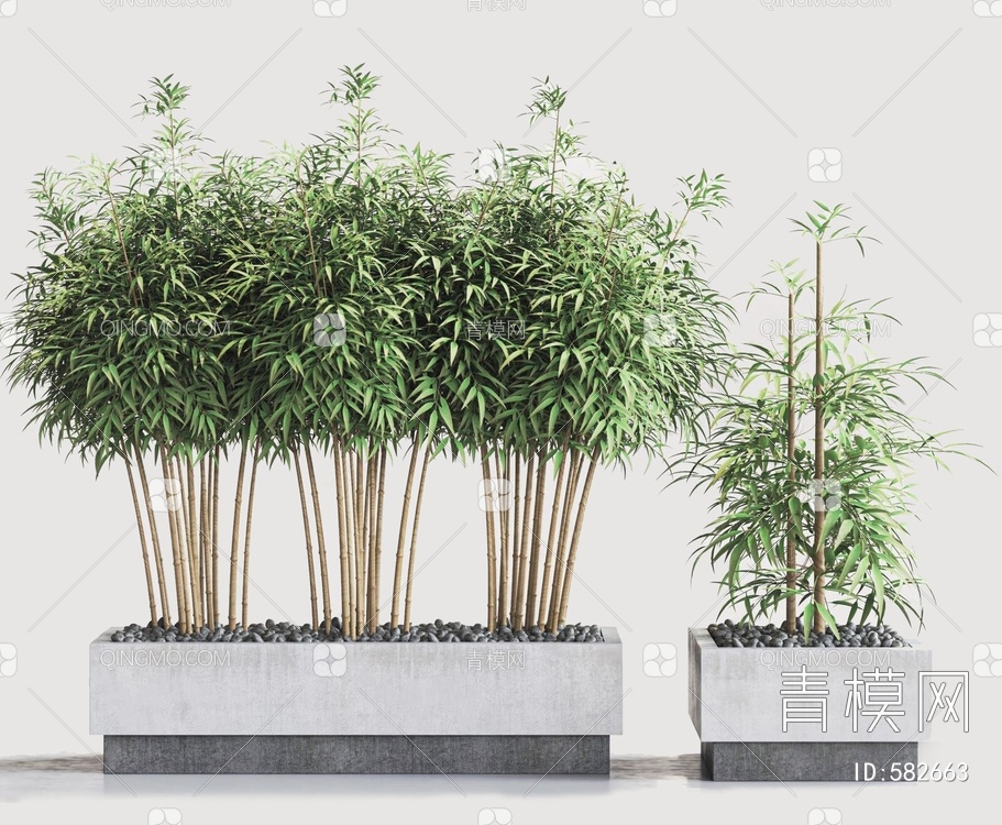 竹子盆栽组合3D模型下载【ID:582663】