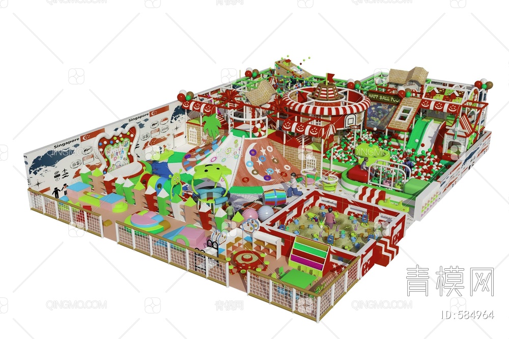 糖果淘气堡游乐园儿童乐园3D模型下载【ID:584964】
