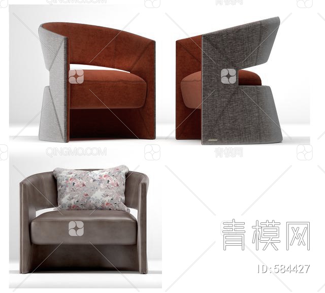 单人沙发3D模型下载【ID:584427】