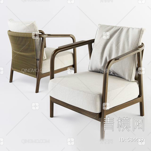 实木休闲椅3D模型下载【ID:584439】
