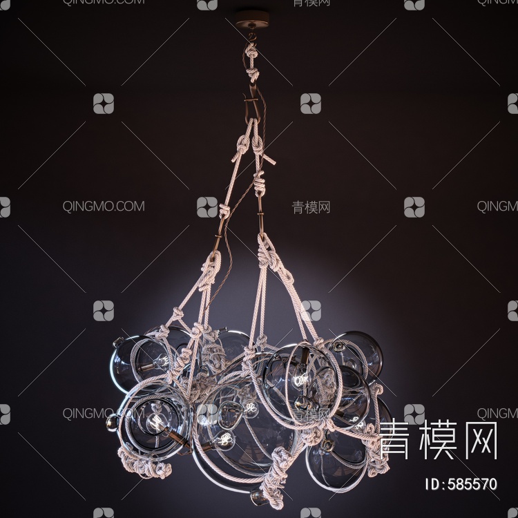 麻绳玻璃吊灯3D模型下载【ID:585570】