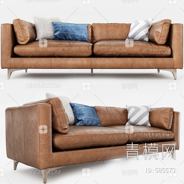 皮革双人沙发3D模型下载【ID:585573】