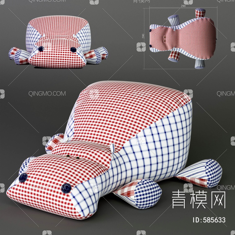 可爱的河马 玩偶3D模型下载【ID:585633】