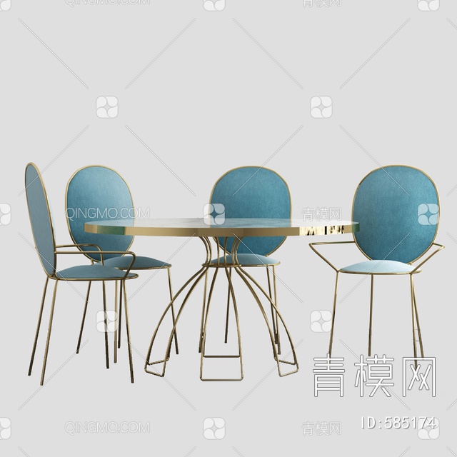 金属餐桌椅3D模型下载【ID:585174】