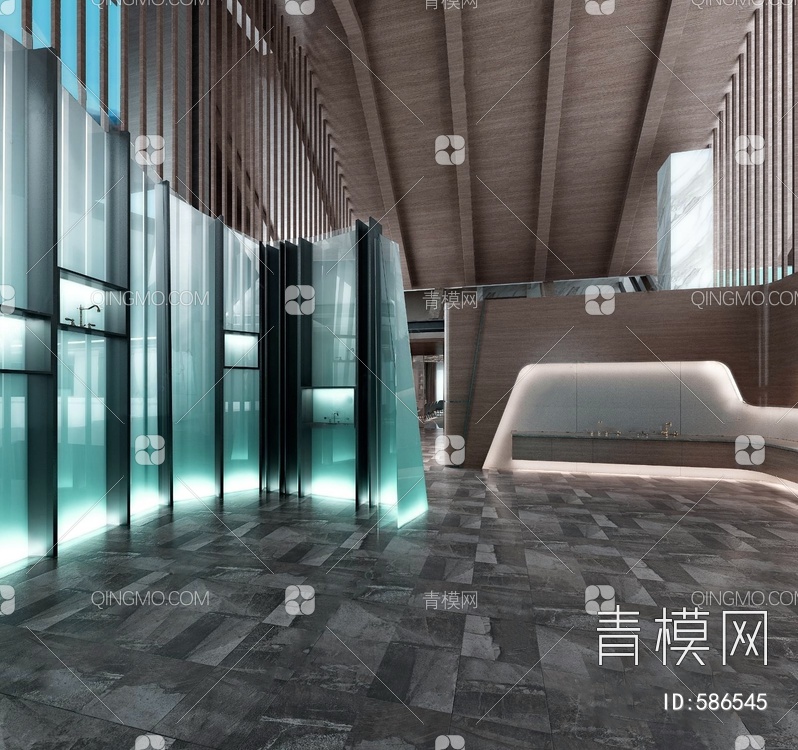 卫浴展厅 水龙头 玻璃隔断 发光展台3D模型下载【ID:586545】