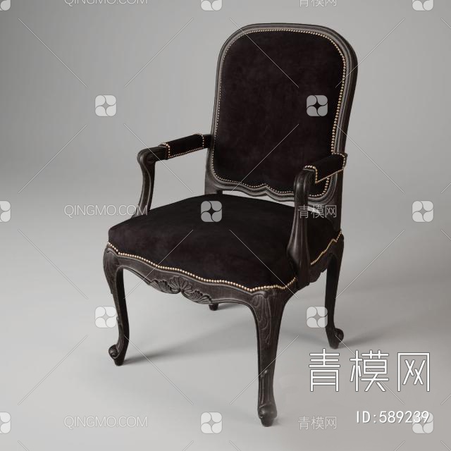 实木靠背椅3D模型下载【ID:589239】