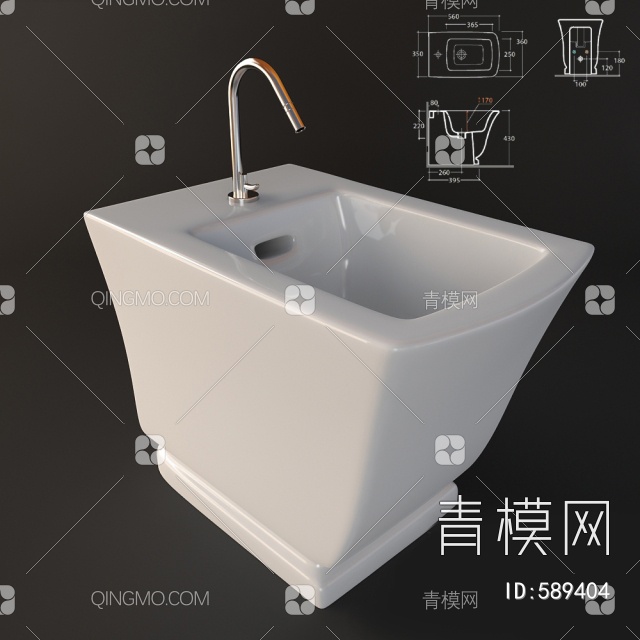 马桶坐浴盆组合3D模型下载【ID:589404】