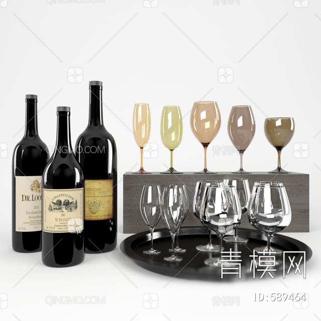 葡萄酒酒杯装饰件3D模型下载【ID:589464】