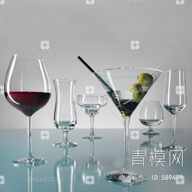 玻璃杯红酒杯摆件3D模型下载【ID:589479】