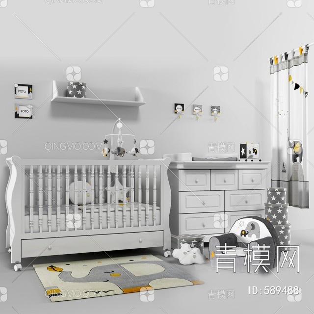 婴儿房家具组合3D模型下载【ID:589488】