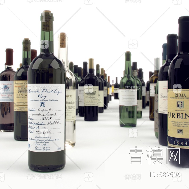 酒瓶葡萄酒装饰3D模型下载【ID:589506】