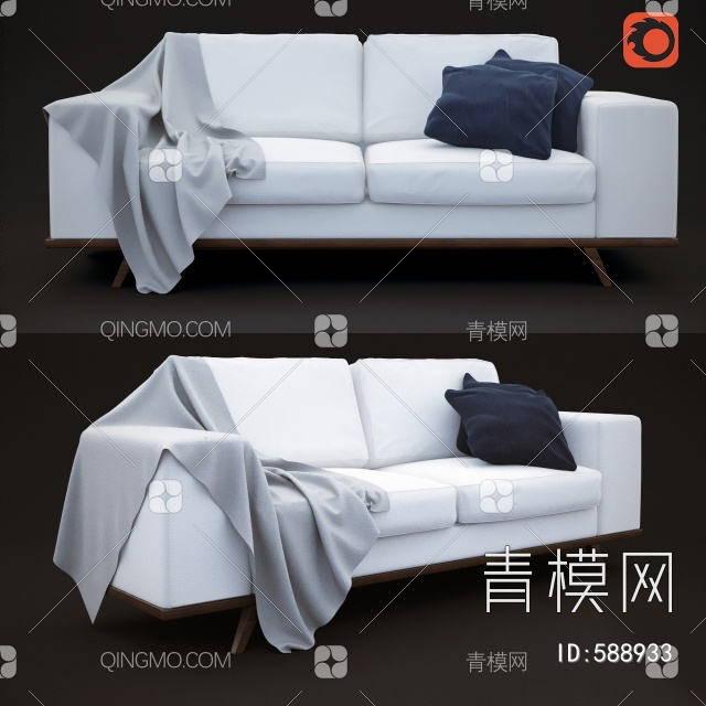 双人沙发3D模型下载【ID:588933】
