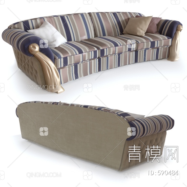 三人沙发3D模型下载【ID:590484】