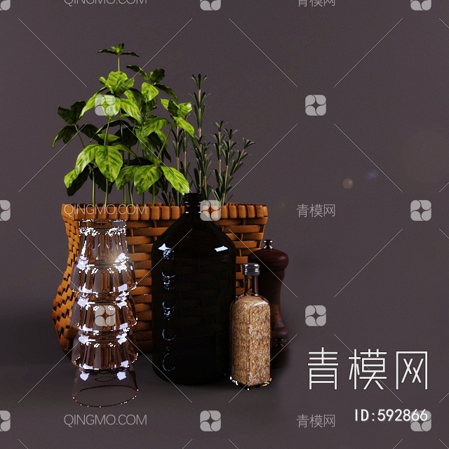 绿植盆栽3D模型下载【ID:592866】