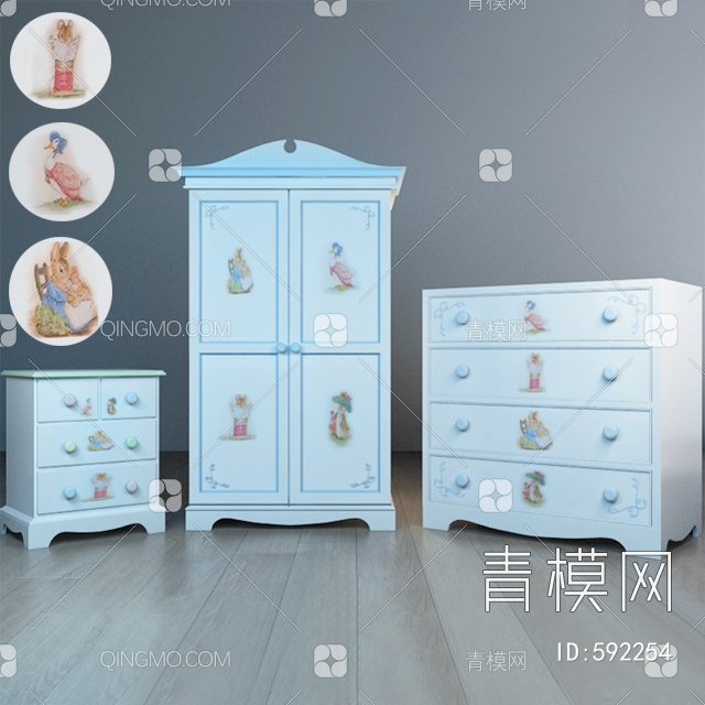儿童家具衣柜3D模型下载【ID:592254】