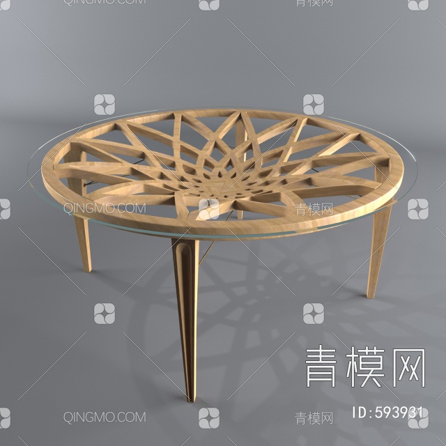 流行木质圆茶几国外3D模型下载【ID:593931】